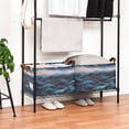 thumbnail image 3 of Yayeee Foldable Storage Basket for Shelves with Handles Set of 2 Waterproof Cloth Bins, Ocean Waves, 3 of 7