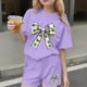 thumbnail image 2 of Vestido de manga corta para niños Día de San Patricio impreso de dos piezas Conjunto de cuello redondo con pantalones cortos, blusa de manga corta, 2 of 6