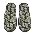 thumbnail image 2 of KLL Skull with Dollar Slippers for Women Men House Slip on Indoor Outdoor Bedroom Furry Fleece Lined Ladies Comfy Anti-Skid Rubber Hard Sole-Medium, 2 of 8