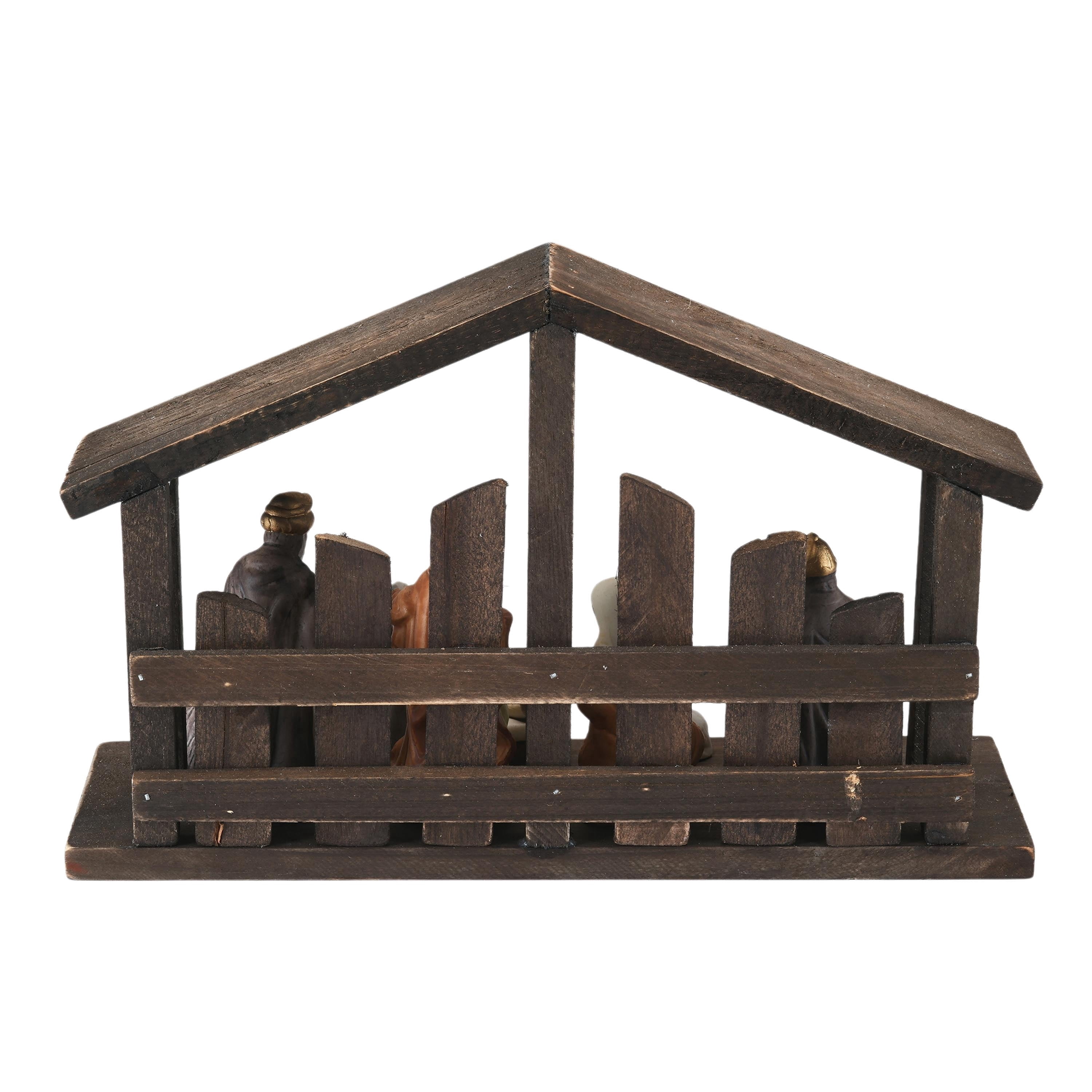Porcelain Tabletop  Indoor Nativity Scene Christmas Decoration, 11" x 7", 11 Pieces, by Holiday Time