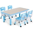 Arlopu Kids Plastic Table and 4 Chairs Set, Height Adjustable Toddler Multi Activity Desk ...
