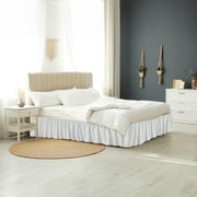 Elastic Wrap Around Bed Skirt Dust Ruffle Smooth Soft Bed Frame Cover 15-inch Drop (Twin, White)