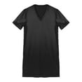 thumbnail image 6 of Kaerm Men's Silk Satin Nightshirt Nightgown Short Sleeve V-neck Casual Loungewear Top Shirt Sleepwear Black M, 6 of 7