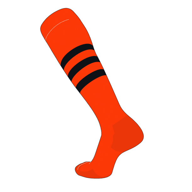 TCK Elite Baseball Football Knee High Striped Socks (B) Orange, Black