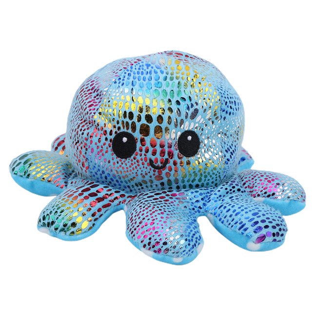 Juguete de peluche de animal reversible suave para niños Lindo muñeco con tapa de doble cara Juguete para niños Regalo Lentejuelas azul + punto azul
