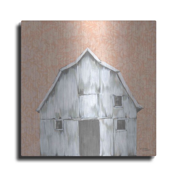 Luxe Metal Art 'Peaches & Cream Barn' by Michele Norman, Metal Wall Art, 24"x24"