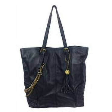 Crown Vintage Quilted Leather Chain Tote, Black