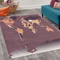 thumbnail image 2 of Earth Decorative Rug, Detailed World Map with All Countries Major Capital Cities Universe Continents, Quality Carpet for Bedroom Dorm and Living Room, 6 Sizes, Plum Peach, by Ambesonne, 2 of 4