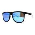 thumbnail image 3 of Polarized Hipster Flat Top Horn Rim Light Weight Slick Sunglasses Matte Black Blue Mirror, 3 of 4
