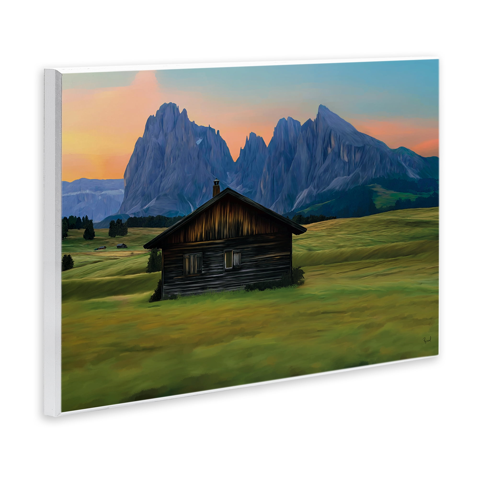 Stupell Industries Solitary Cabin with Looming Cliffs Wall Plaque Art, design by Renel Peters
