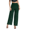 thumbnail image 2 of Pincandy Women's High Waist Lace Wide Leg Casual Pants, Loose Fit, Elastic Waistband, Daily & Party Wear, 2 of 6