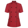 thumbnail image 1 of YONGHS Women's Short Sleeve Cross Collar Chef Coat Double Breasted Chef Jacket Kitchen Restaurant Work Uniform Burgundy L, 1 of 7