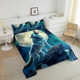 thumbnail image 3 of Erosebridal Galaxy Wolf Comforter Set Twin Adults,Moon Starry Sky Bedding Set Trippy Room Decor,Animal Bedding Comforter Sets Safari Hunting Wolf Quilt Bed Set 2Pcs, 3 of 5