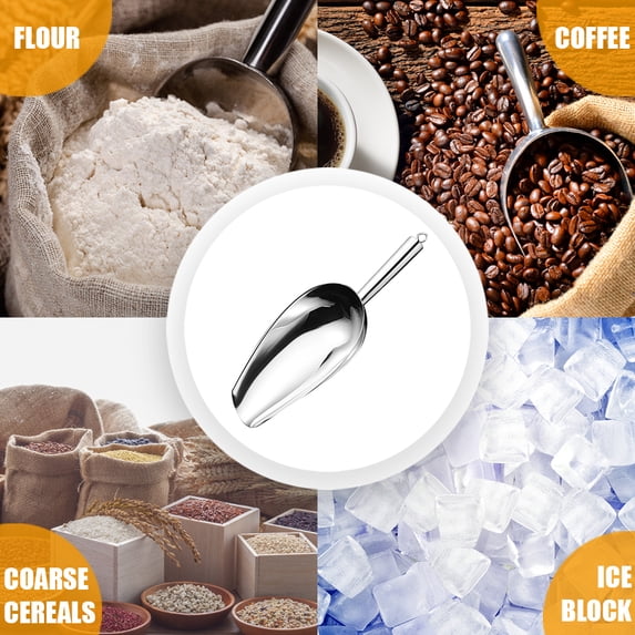 Stainless Steel Scoop for ice, Metal Food Scoop Kitchen Bar Party Wedding Heavy Duty Dishwasher Safe