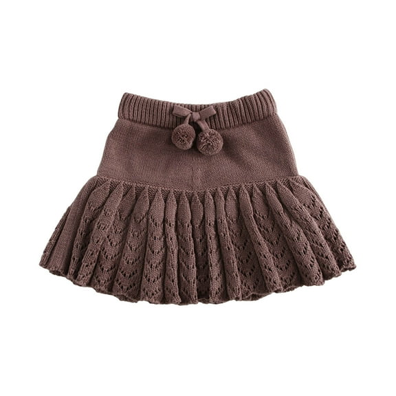 Summer Saving! Ashirexll Summer Skirts, Midi Skirt, Girl's Solid Color Knitted Pleated Skirt Flounce Retro Skirt