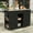 Black + Wood + Stainless Steel + American Design, variant on Holaki Versatile Outdoor Cabinet with Folding & Expandable Work Surfaces,Ample Storage Space, and Lockable Wheels