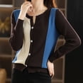 thumbnail image 4 of TINZ Color Blocked Ribbed Round Neck Cardigan Women plus Sweaters Long Knitted Sweaters for Women Cabin Sweaters for Women, 4 of 5