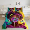 thumbnail image 2 of spefrowx Cute Black Girl Art Full Size Comforter Sets for Kids, Purple Lollipop Butterfly Bedding Comforter Set, Black Reversible, 3-Piece, 1 Comforter and 2 Pillowcases, 2 of 6
