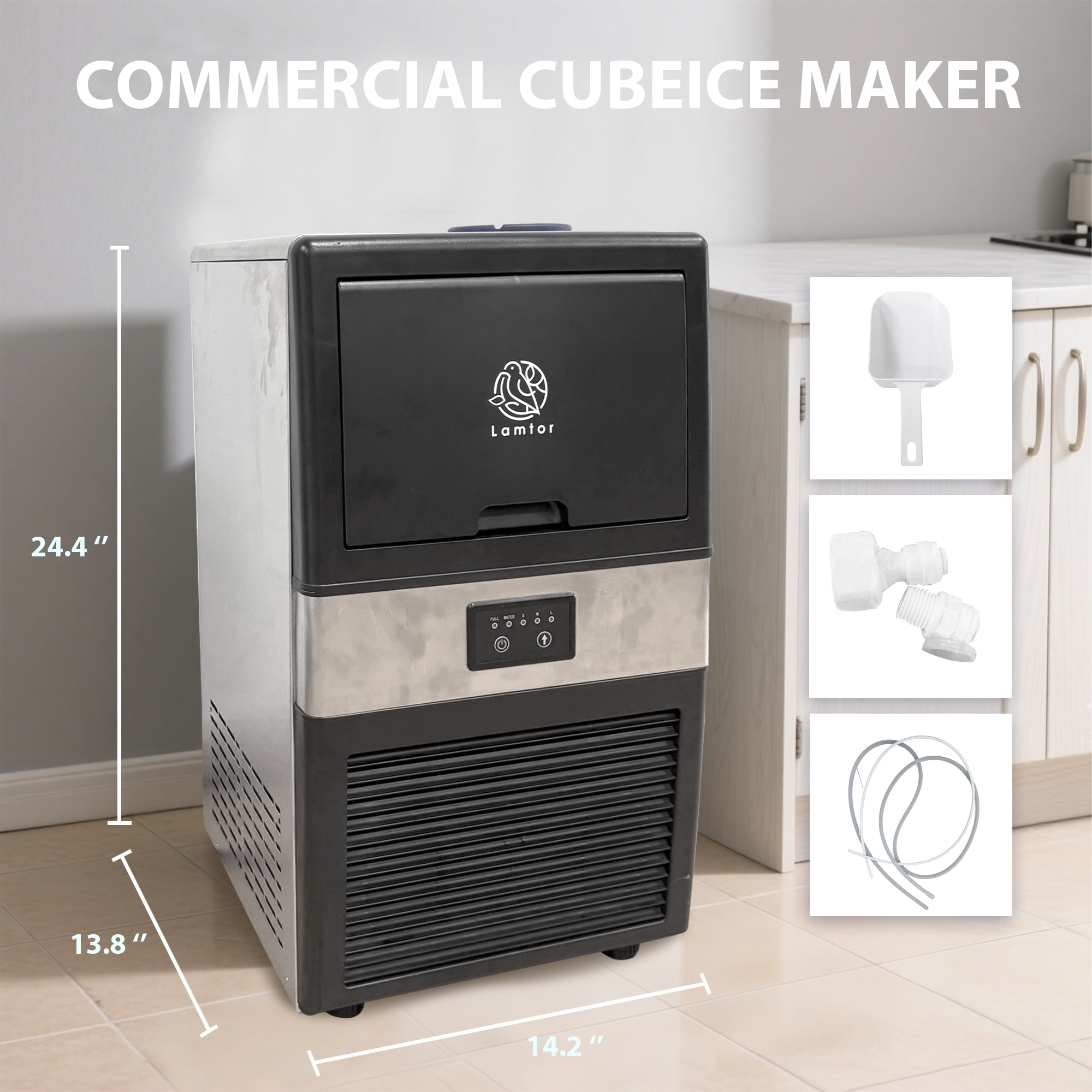 Lamtor Commercial Ice Maker Machine, Ice Maker for Bar Home Office Restaurant