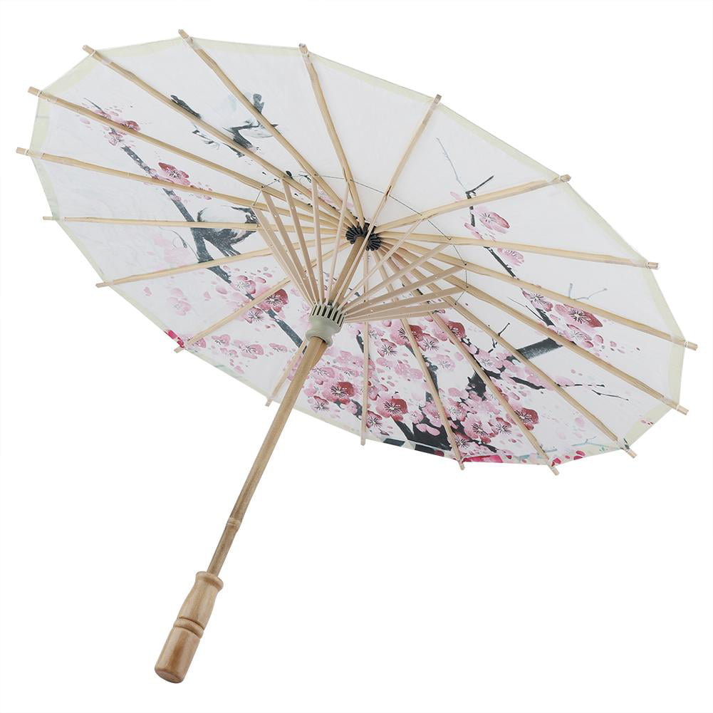 Chinese Style Orchid Pattern Cloth Bamboo Dance Oriental Umbrella Purple U3N2 