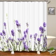 thumbnail image 3 of Lavender Shower Curtain, Purple Lavender Floral Shower Curtain Set, Watercolor Plant Leaves Flower Shower Curtains for Bathroom, Waterproof Fabric with 12 Hooks, 72 x 72 Inches, 3 of 5