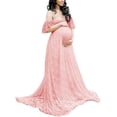 thumbnail image 4 of Womens Maternity Off Shoulder Lace Maxi Dress for Photography Baby Shower Wedding Guest, 4 of 9