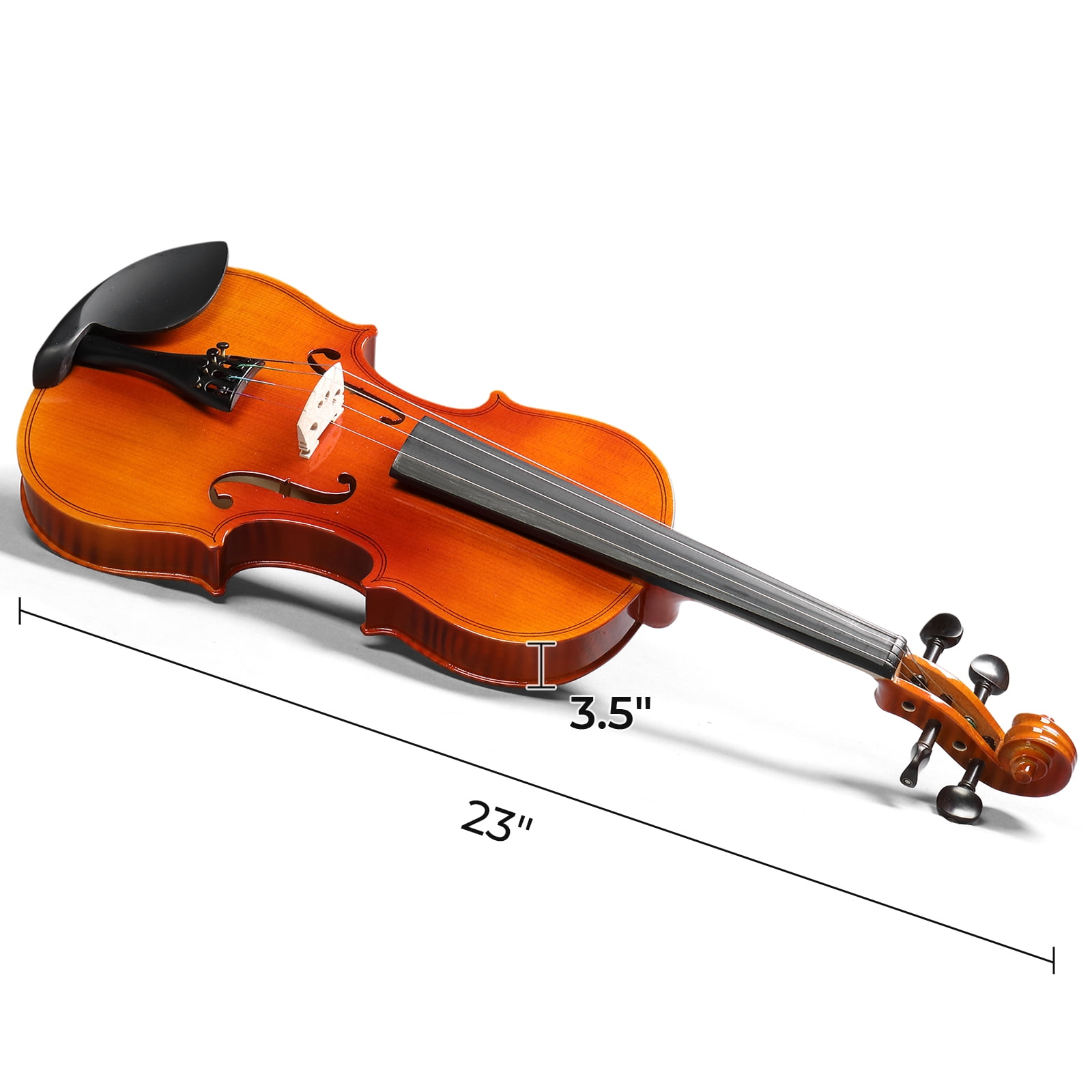 4/4 Natural Tiger-Striped Acoustic Violin Set Includes Pitch Stickers, Tuner, Strings, Shoulder Rest, Rosin, Bow