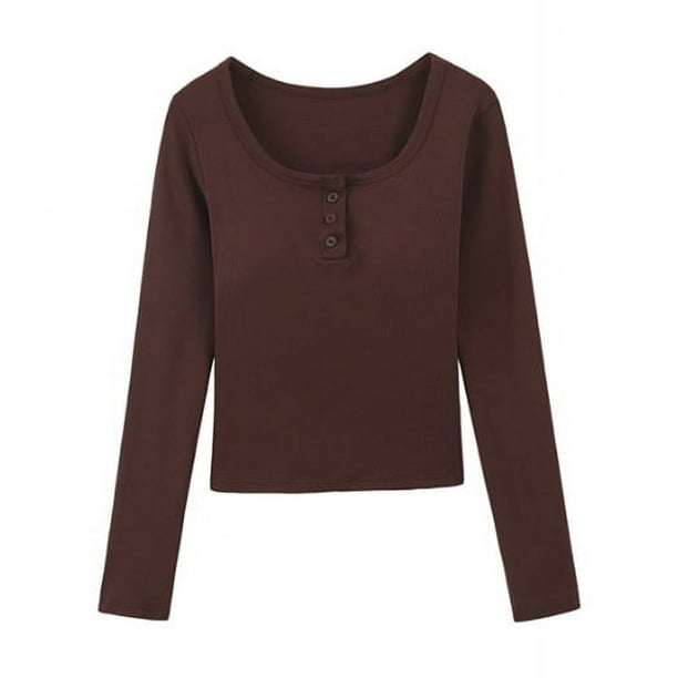 Ropa interior de mujer con cuello cuadrado de otoño e invierno con hombros entallados y camisa de manga larga cálida