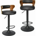 thumbnail image 1 of Tabourets de Bar Vintage, Ensemble de 2, Hauteur Réglable 25,2 Pouces - 33,5 Pouces, Tabouret de Comptoir pour Îlot de Cuisine, Tabourets de Bar Pivotants Rembourrés en Cuir PU avec Dossier et Repose-Pieds en Métal, 1 of 9