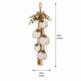 thumbnail image 3 of Distressed White Wooden Pumpkin Wall Hanging, 5‑Piece Graduated‑Size Pumpkin Swag with Plaid Bow & Eucalyptus, Farmhouse‑Inspired Seasonal Decor for Porch and Entryway, 3 of 6
