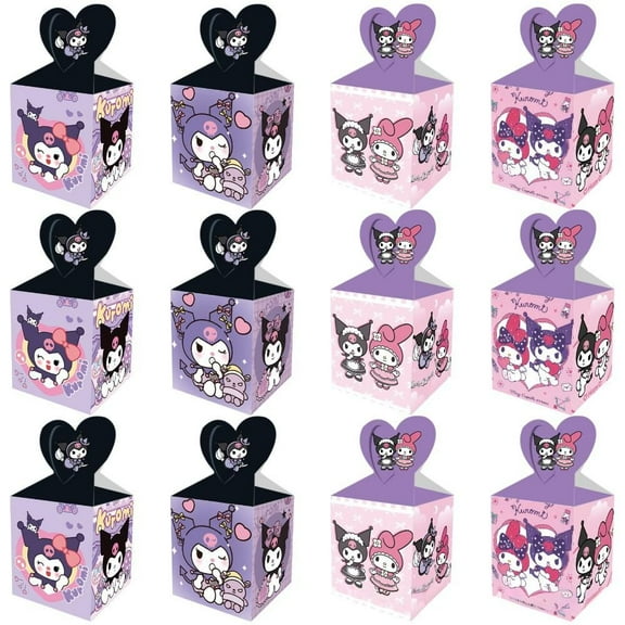 12 Pcs Kuromi Party Candy Boxes for Anime Theme Birthday Party Supplies Decor, Kids Birthday Game Party Kraft Paper Gift Bag Decoration