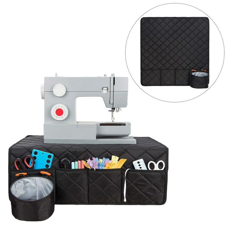 Sewing Machine Mat with Storage Pockets Water-Resistant Sewing Machine Tools Organizer for Table Sewing Machine Pad (Black), Size: 66.59x66.59cm