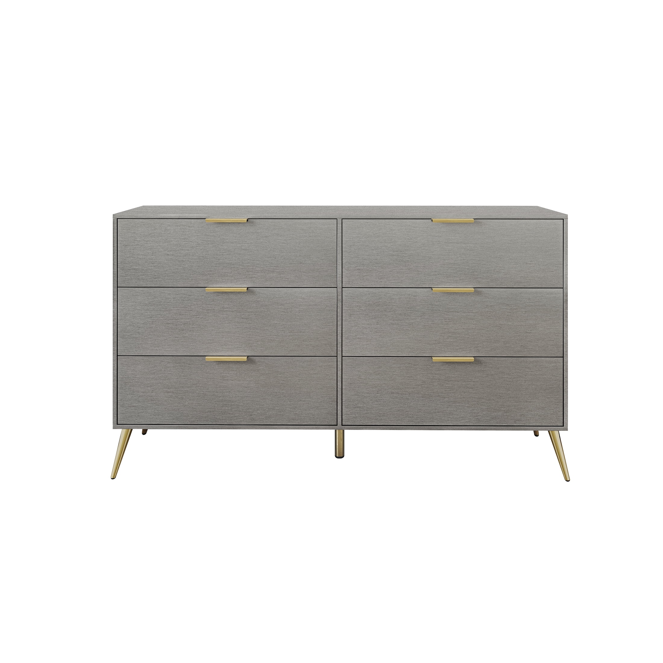 Castle Place Glam 6 Drawers Wooden Dresser, Silver