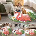 thumbnail image 5 of Flamingo Round Area Rug 4Ft Washable Circle Rugs for Bedroom Dining Room, Summer Botanical Flowers Tropical Leaves Non-Slip Carpet Floor Mats Indoor Outdoor Carpet Runner Aesthetic Home Decor, 5 of 8