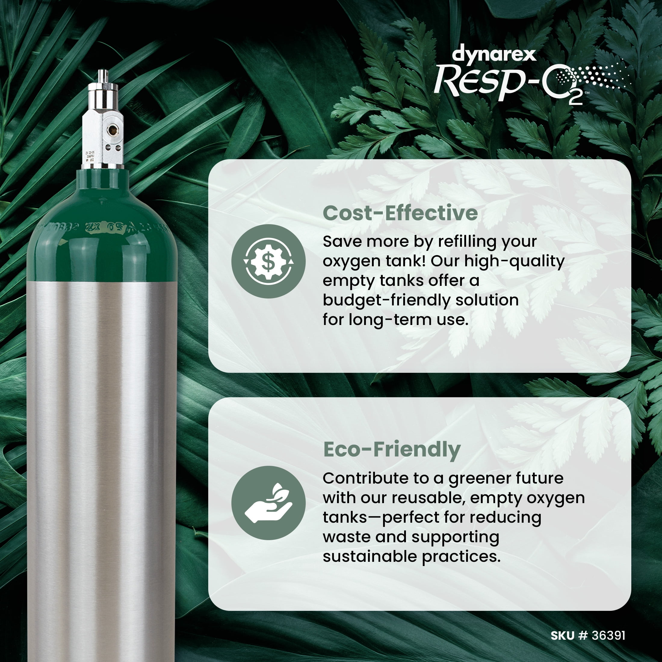 Dynarex Resp-O2 M6 Oxygen B-Cylinder with CGA 870 Post Valve – 1L Standard Size Oxygen Cylinder - Lightweight Aluminum Portable Tank with 165L Oxygen Capacity