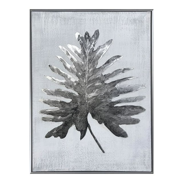 Gild Design House Plastic Frame Jungle I Hand Painted Canvas in Silver/White