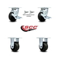 thumbnail image 2 of 4 Inch Rubber on Steel Caster Set with 2 Brakes/Swivel Lock 2 Rigid SCC, 2 of 2