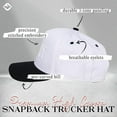 thumbnail image 3 of Funky Junque Trucker Hat – Vintage Two-Tone Snapback Baseball Cap with Embroidered Design - Wifey - Black/White, 3 of 6