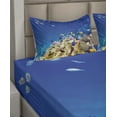 thumbnail image 6 of Ocean Sheet Set, Underwater Life Wilderness Caribbean Ocean Vacation in Tropics Seascape Theme Image, Fitted and Flat Sheet Pillowcases Bedding Accent 4 Piece Set, Calking, Blue Beige, by Ambesonne, 6 of 8