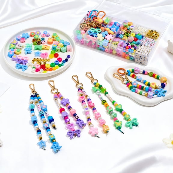 Zhuozatrfa 542 PCS Beaded Bag Charms Making Kit for Women, Keychain Making Kits Beads DIY Key Chain Bracelets Making Supply for Creative Jewelry Accessories - Craft Supplies Birthday Gifts for Women