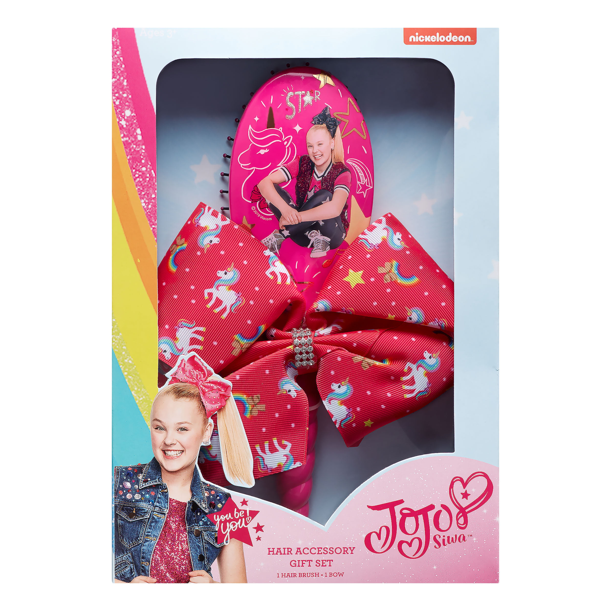 Black Unicorn/Light Pink JoJo Siwa Bow Set Xmas BD Girls Gift Fancy Dress Hair 
