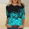 thumbnail image 2 of Womens Blouses Long Sleeve Women's Fashion Printed T-Shirt 3/4 Sleeves Blouse Round Neck Casual Tops, 2 of 5