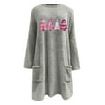 thumbnail image 6 of Feancey Christmas Pajamas for Women Fleece Thermal Loungewear Trendy Xmas Tree Print Crewneck Pullovers Comfy Fuzzy Sweatshirt Tops with Pockets Gray L, 6 of 6
