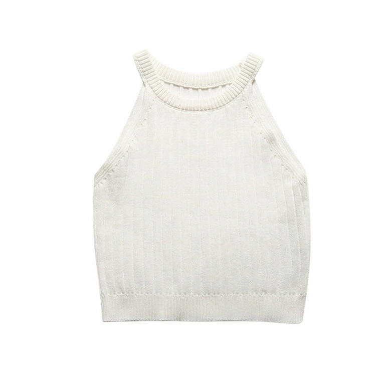 White high neck vest top cheap