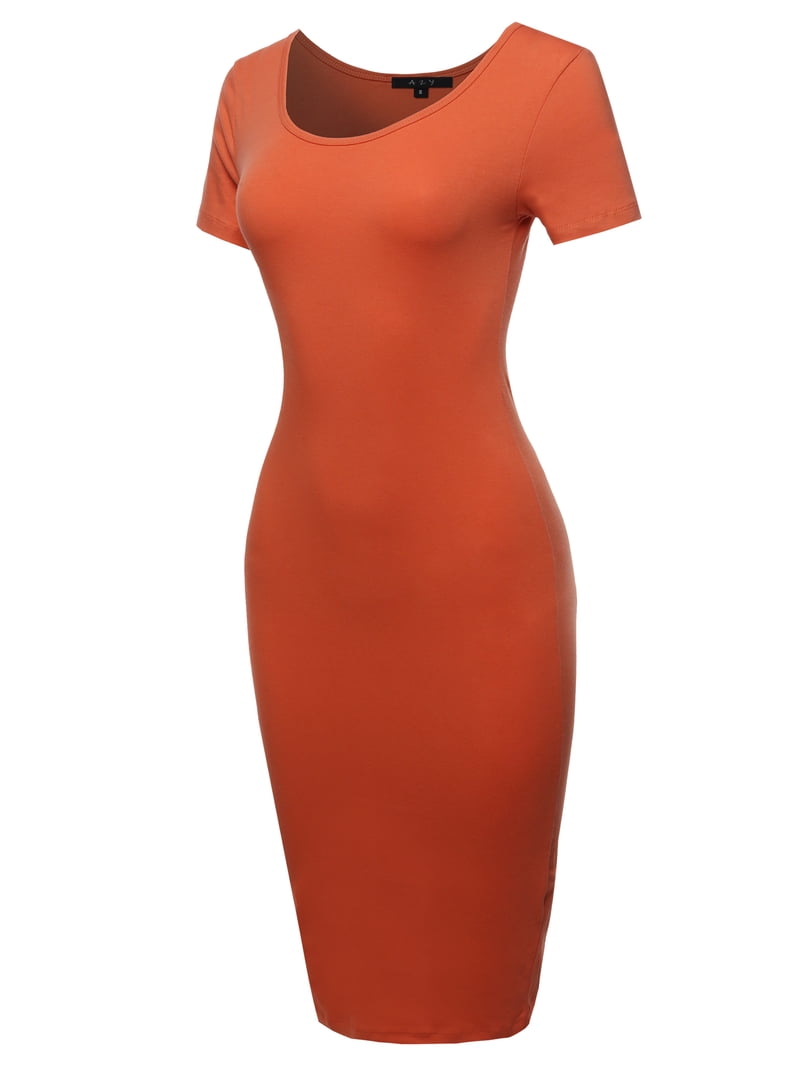 slim fit dress slacks LOOK TWICE RUCHED MIDI DRESS IN ORANGE – AKIRA main image 0
