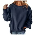 thumbnail image 5 of Ediodpoh Womens Casual Crew Neck Splicing Design Loose Hoodless Pullover Top Womens Sweatshirts Navy L, 5 of 9
