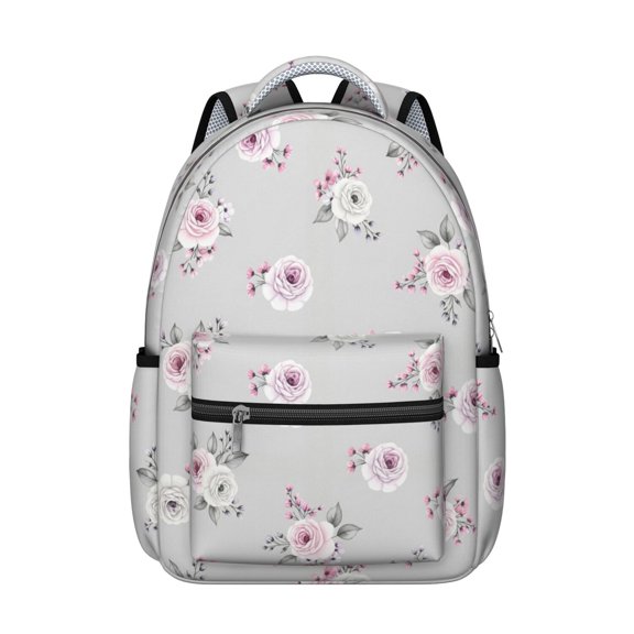 Pioneer Flower Floral Print Pattern Backpack for School, Cute School Bag with Adjustable Shoulder Straps and Padded Back, 15.3"x11"x7.1"