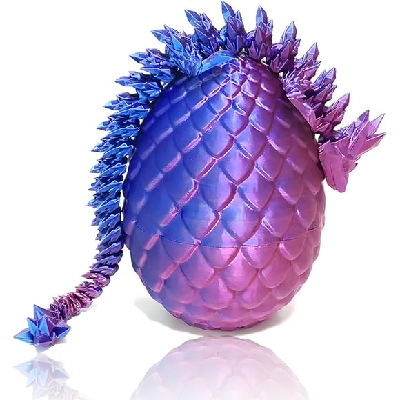3D Printed Dragon,3D Dragon Eggs with Dragon Inside,Crystal Dragon Fidget Toy for Adult,Full Articulated Dragon Decoration for Gift (Purple)