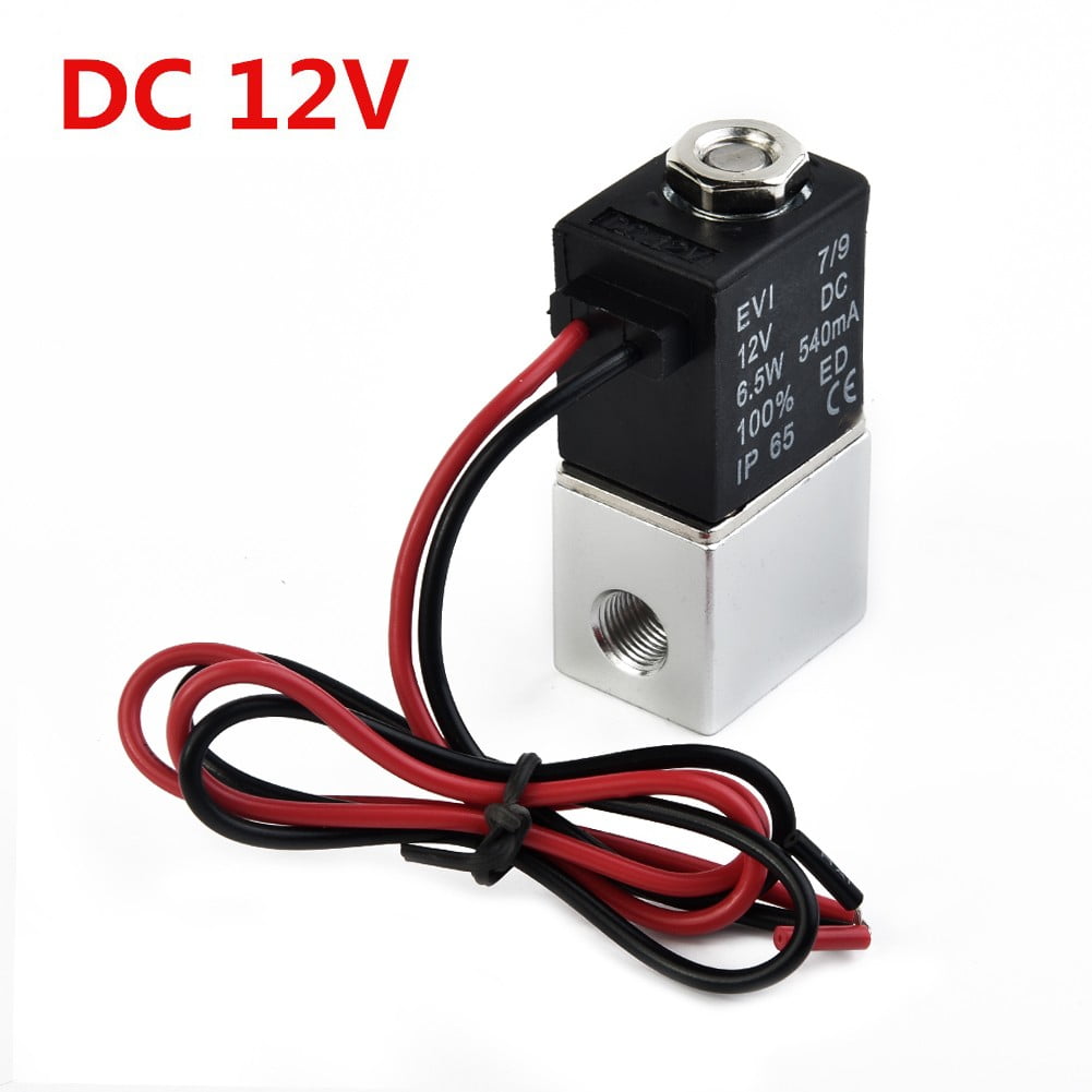 12V 24V DC Electric Solenoid Air Valve 1/8 2 Way Pneumatic Aluminum Liquid Wire