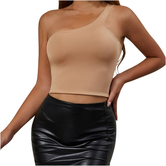 Lindreshi Crop Tops for Women Sexy Y2K Fashion Women Sleeveless Shoulder Garment Comfortable Breathable Round-Neck Blouses Tops